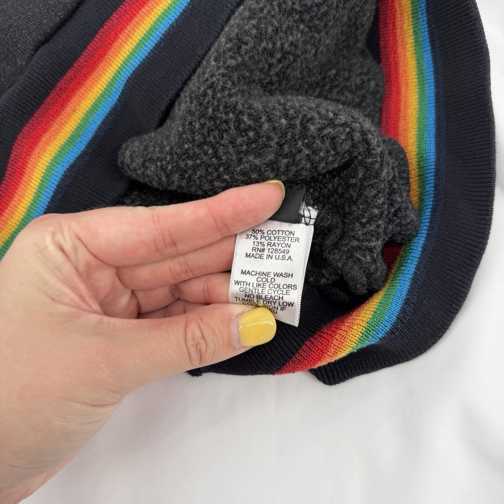 Aviator Nation Rainbow Stripe Cuff Full Zip Jacket Adult Sz XS Dark Grey GUC - Picture 5 of 6